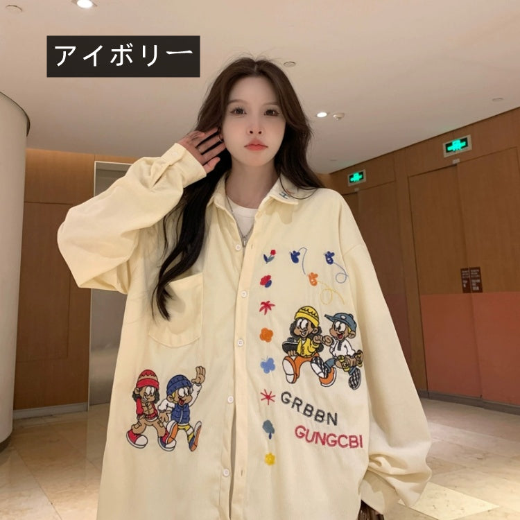 【tops】春秋コールテン長袖シャツG23709