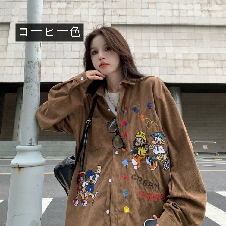 【tops】春秋コールテン長袖シャツG23709