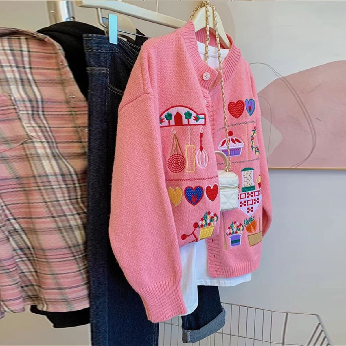 【outer】ラウンドネックニットカーディガンG23738