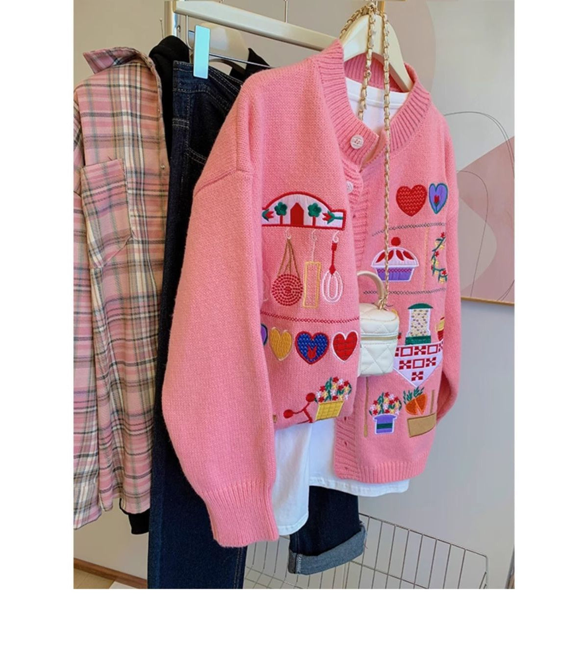 【outer】ラウンドネックニットカーディガンG23738