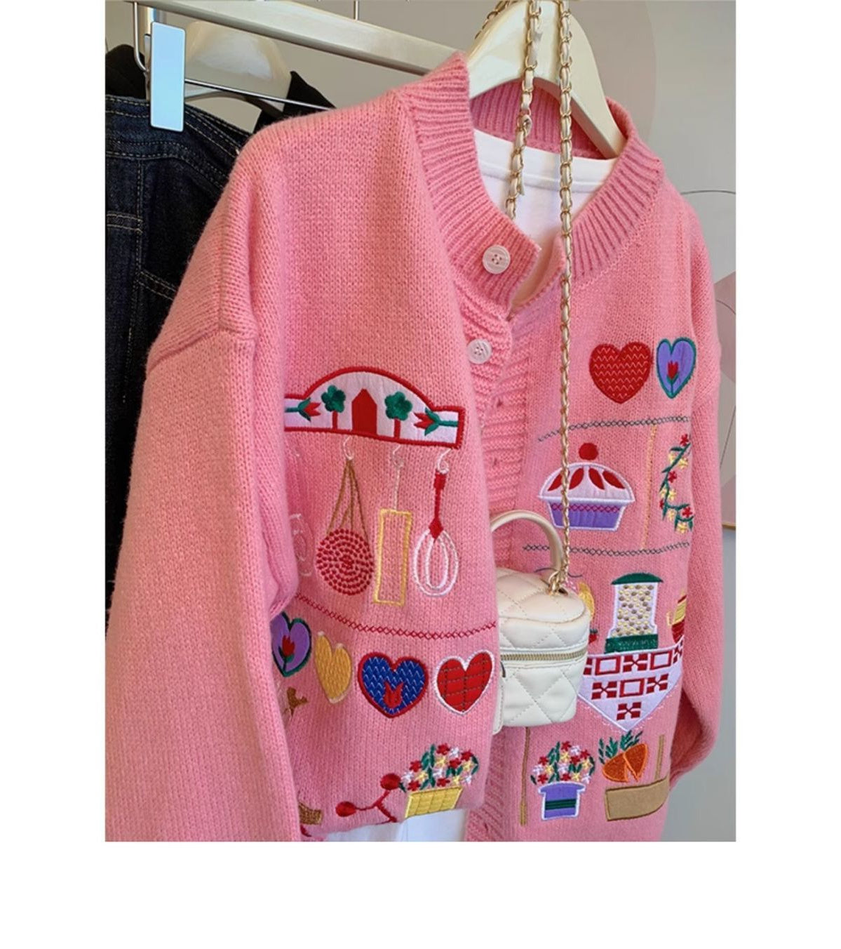 【outer】ラウンドネックニットカーディガンG23738