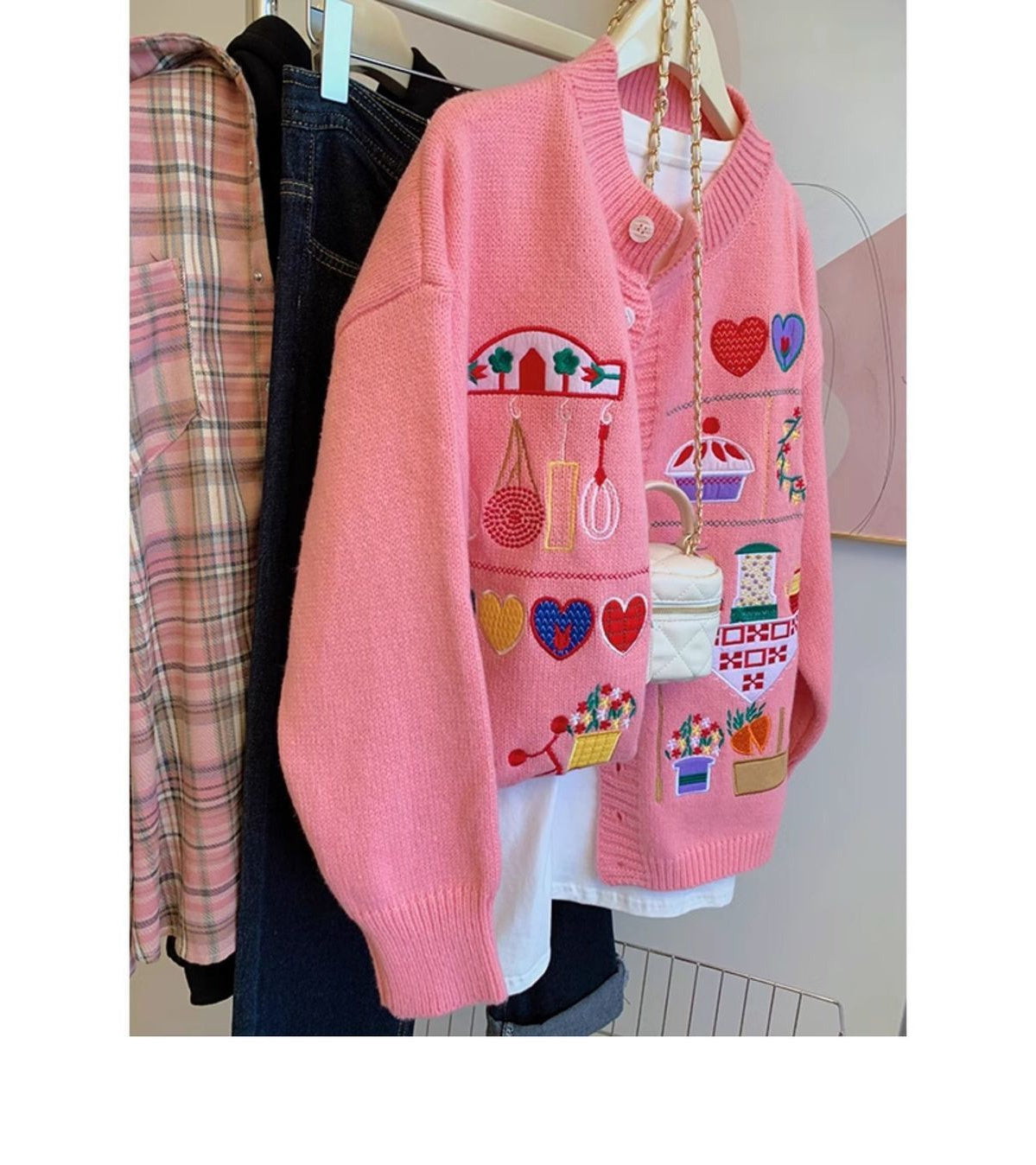 【outer】ラウンドネックニットカーディガンG23738