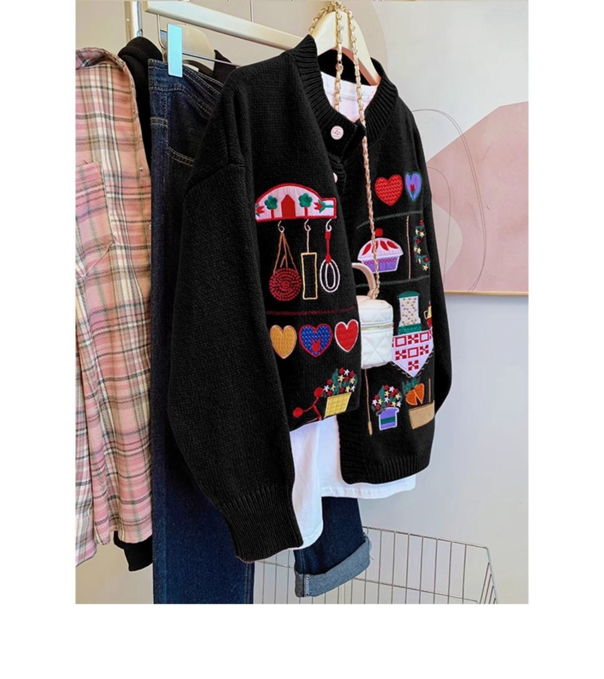 【outer】ラウンドネックニットカーディガンG23738