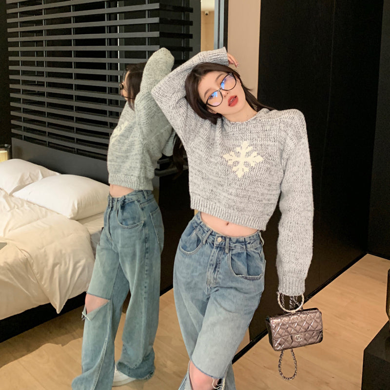 【tops】フード付き秋ニットセーターG23795