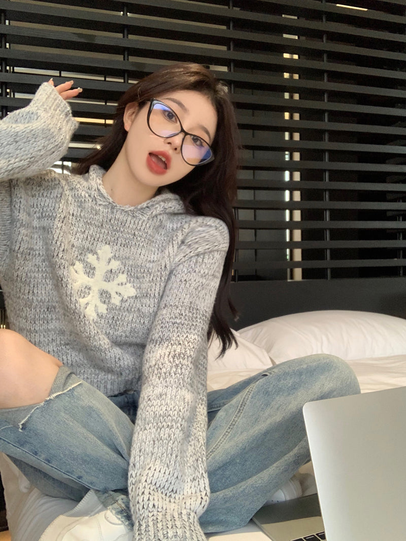 【tops】フード付き秋ニットセーターG23795