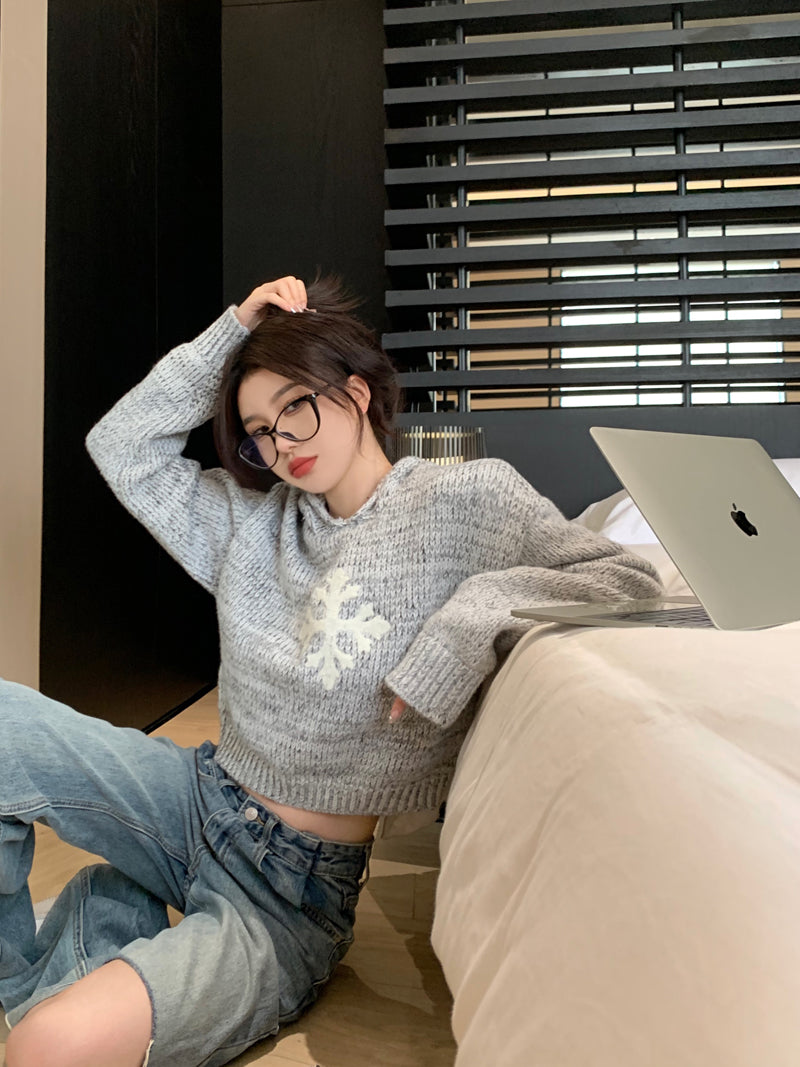 【tops】フード付き秋ニットセーターG23795