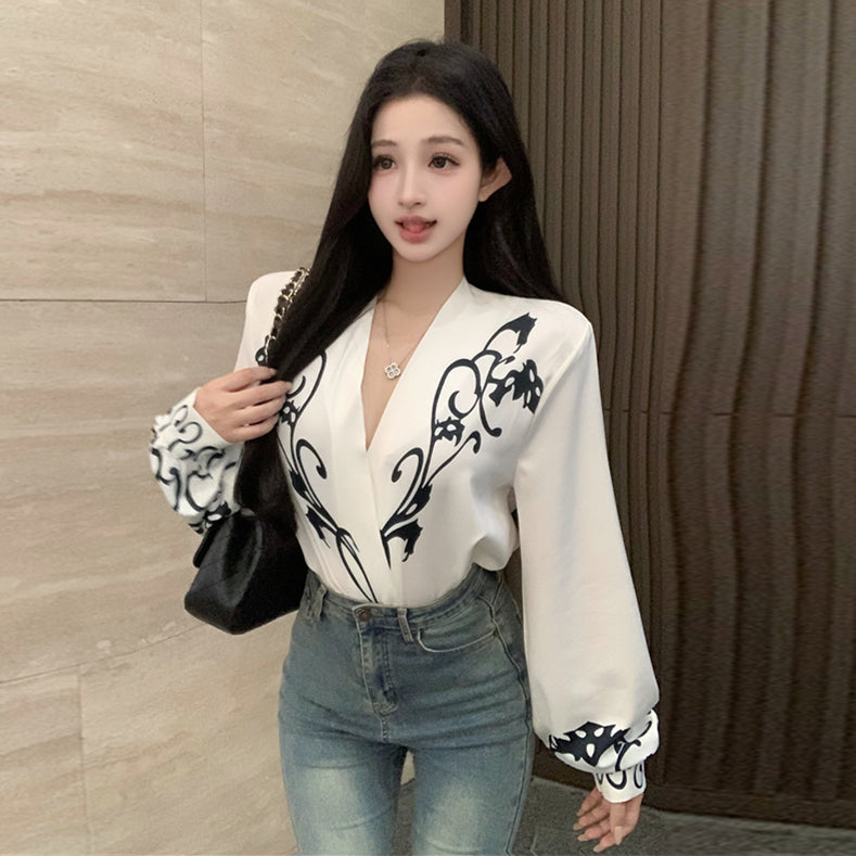 【tops】Vネック長袖シャツG23797