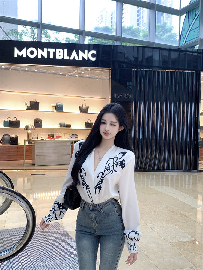 【tops】Vネック長袖シャツG23797