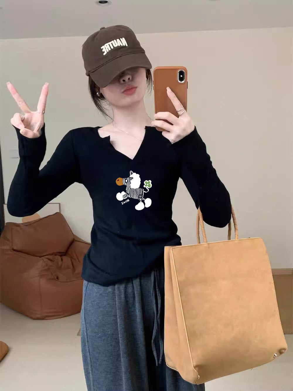 【tops】長袖ニットトップスG23801