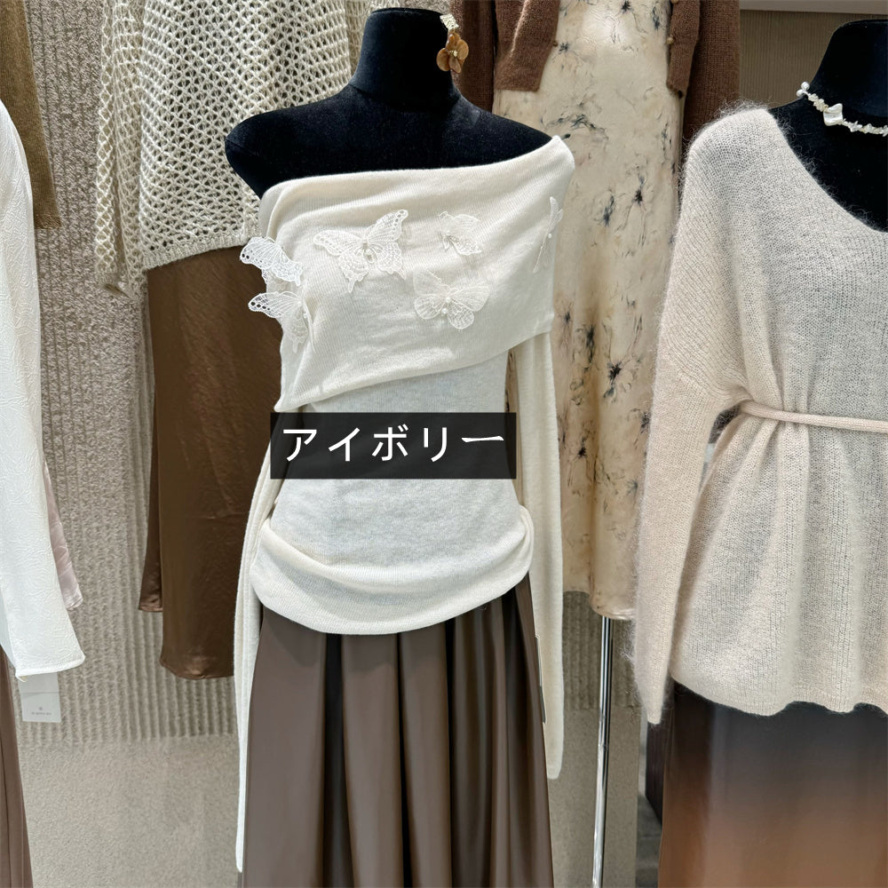 【tops】オフショルダーニットトップスG23807