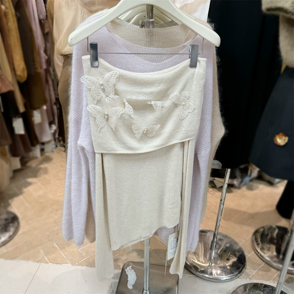 【tops】オフショルダーニットトップスG23807