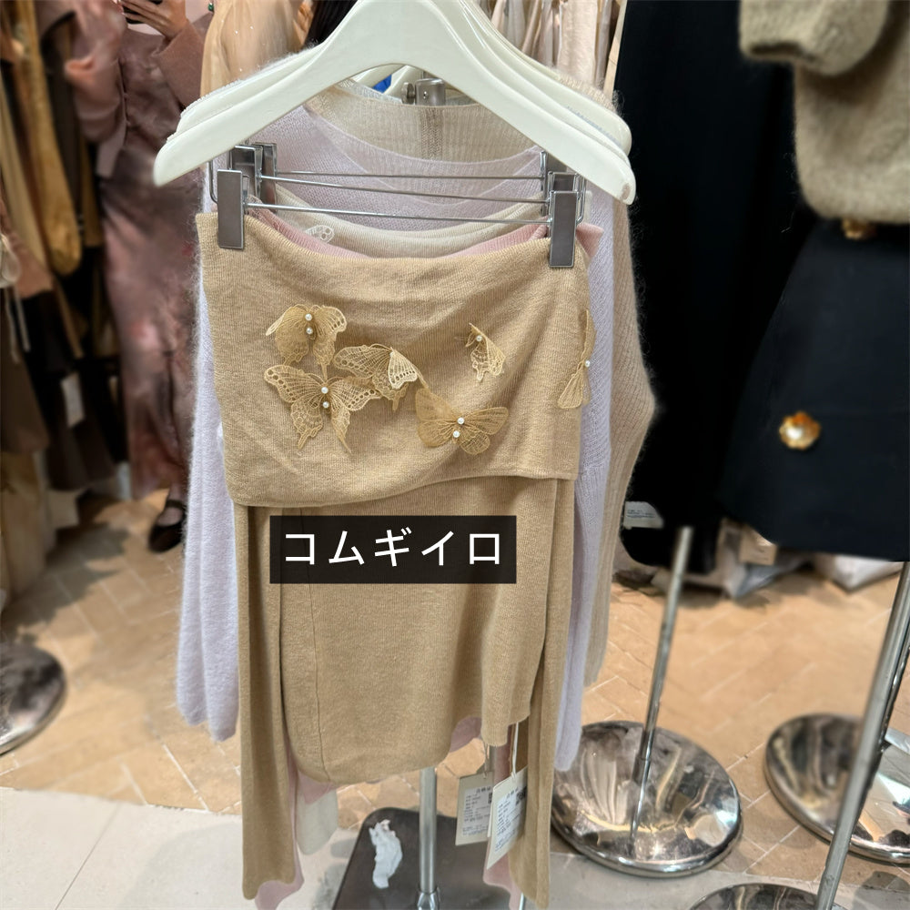 【tops】オフショルダーニットトップスG23807