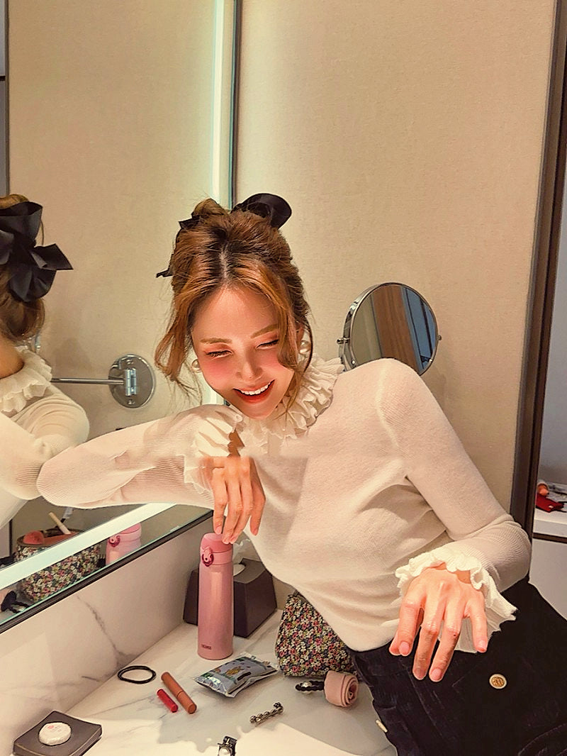 【tops】ギャザー長袖ニットセーターG23809