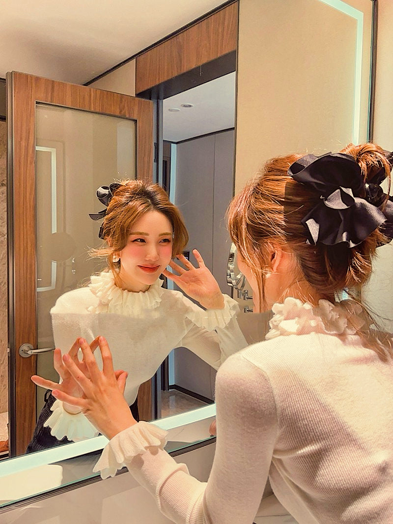 【tops】ギャザー長袖ニットセーターG23809