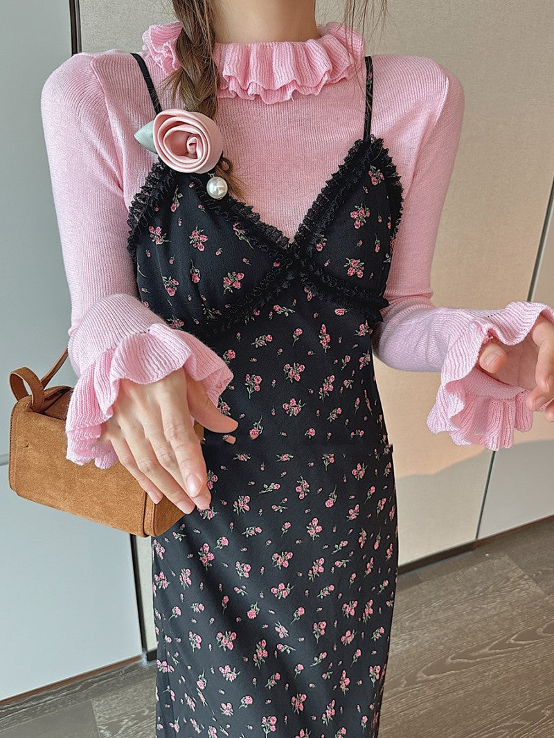 【tops】ギャザー長袖ニットセーターG23809