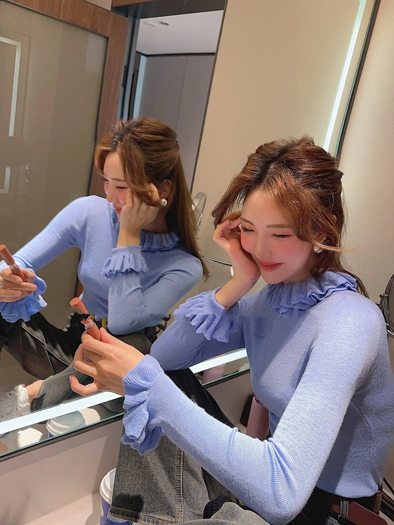 【tops】ギャザー長袖ニットセーターG23809