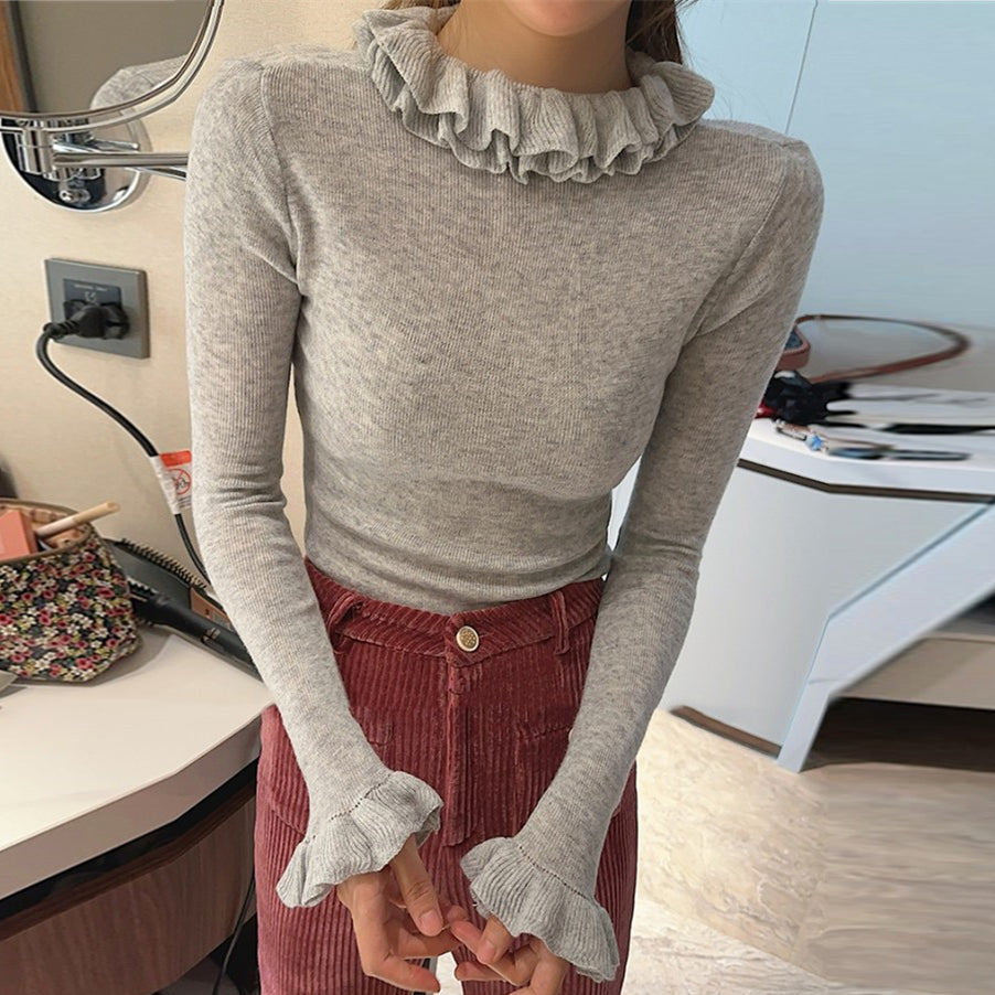 【tops】ギャザー長袖ニットセーターG23809