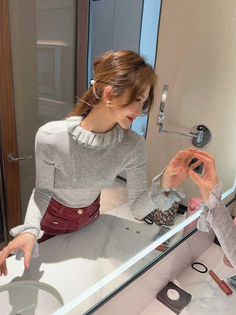 【tops】ギャザー長袖ニットセーターG23809