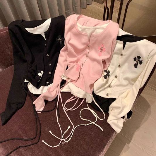 【tops】偽二つ切り替え長袖TシャツG23812