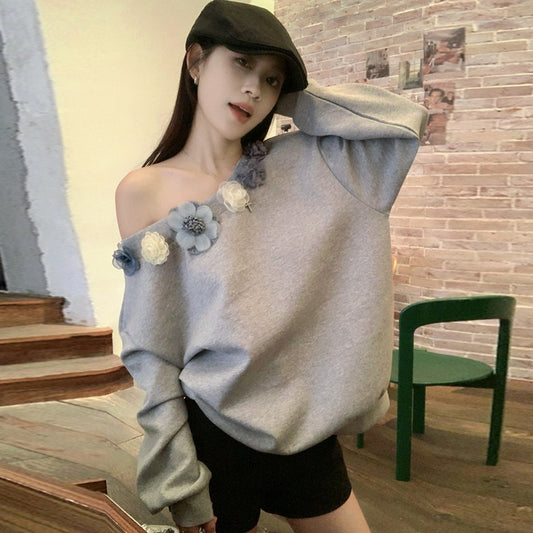 【tops】オブリークネックフラワーパーカーG23817