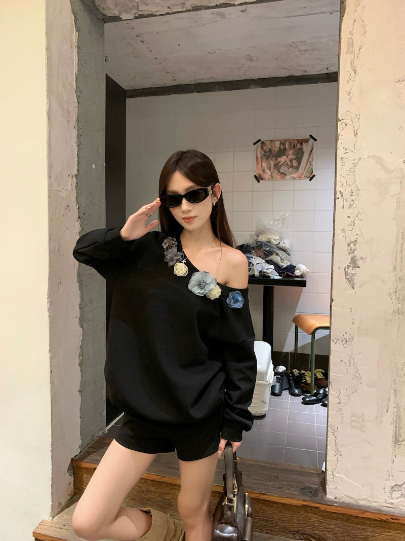 【tops】オブリークネックフラワーパーカーG23817