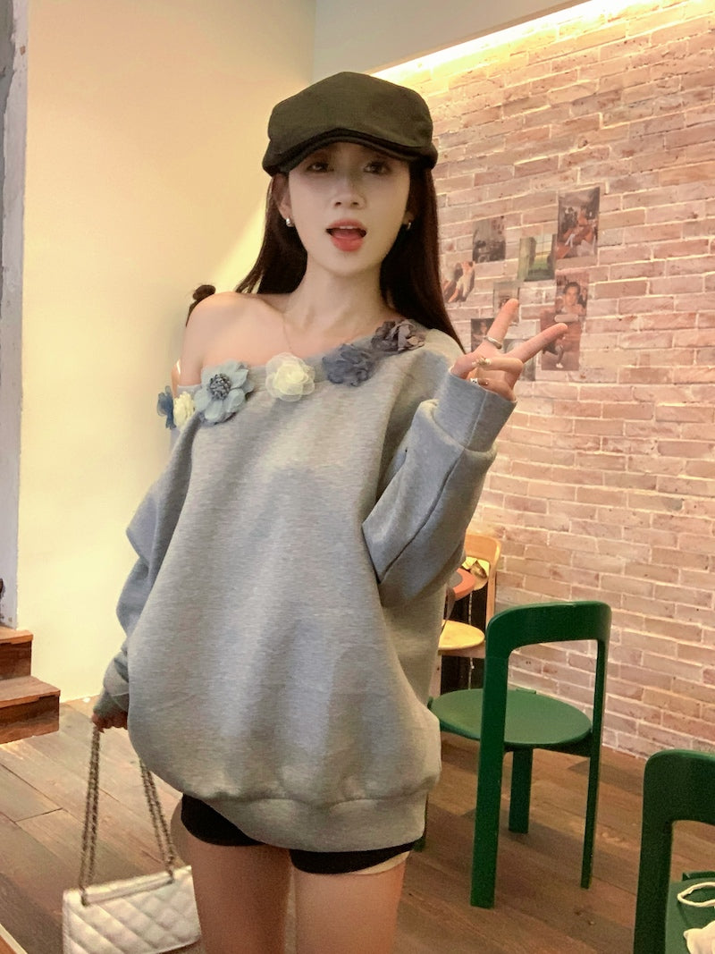 【tops】オブリークネックフラワーパーカーG23817