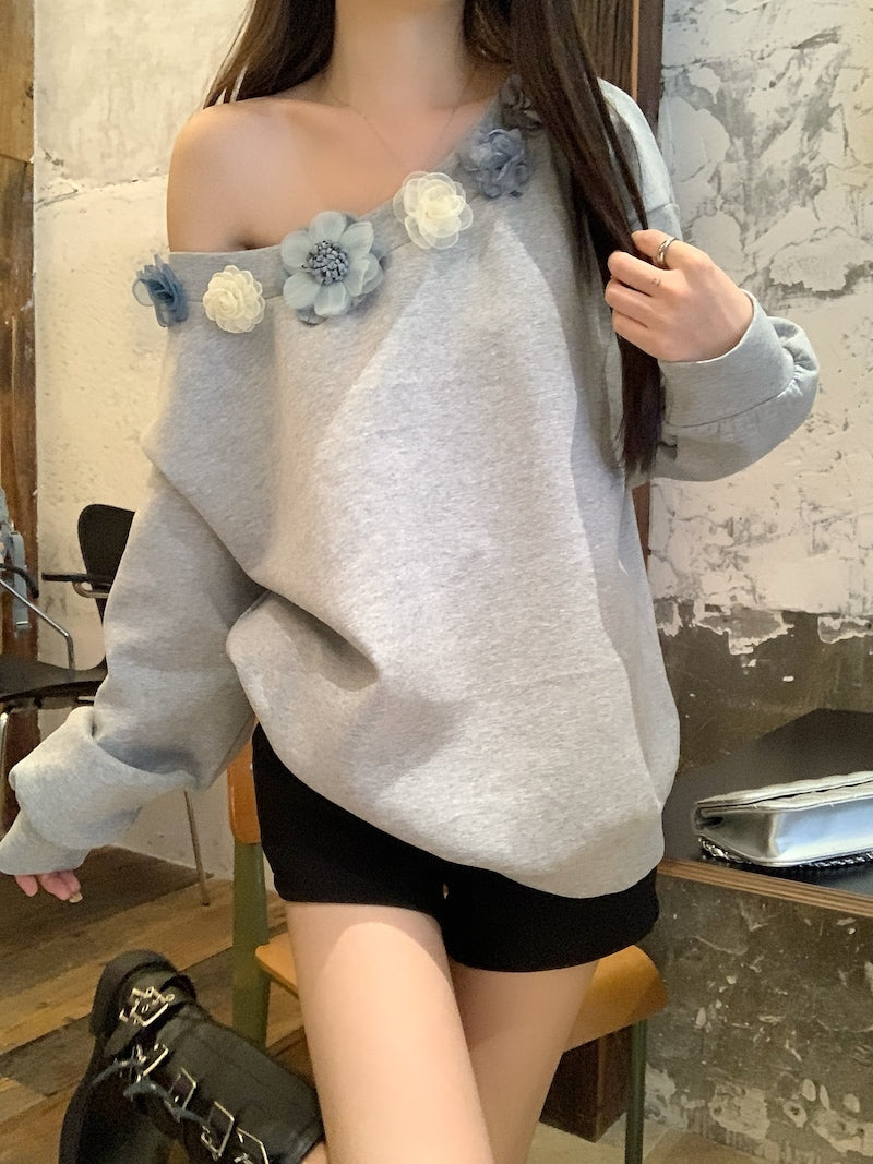 【tops】オブリークネックフラワーパーカーG23817