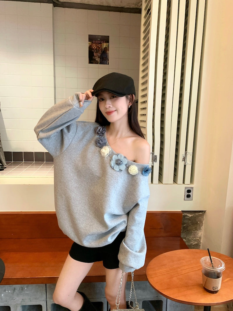 【tops】オブリークネックフラワーパーカーG23817