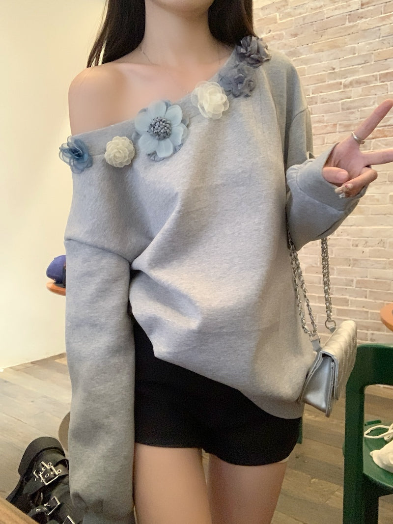 【tops】オブリークネックフラワーパーカーG23817