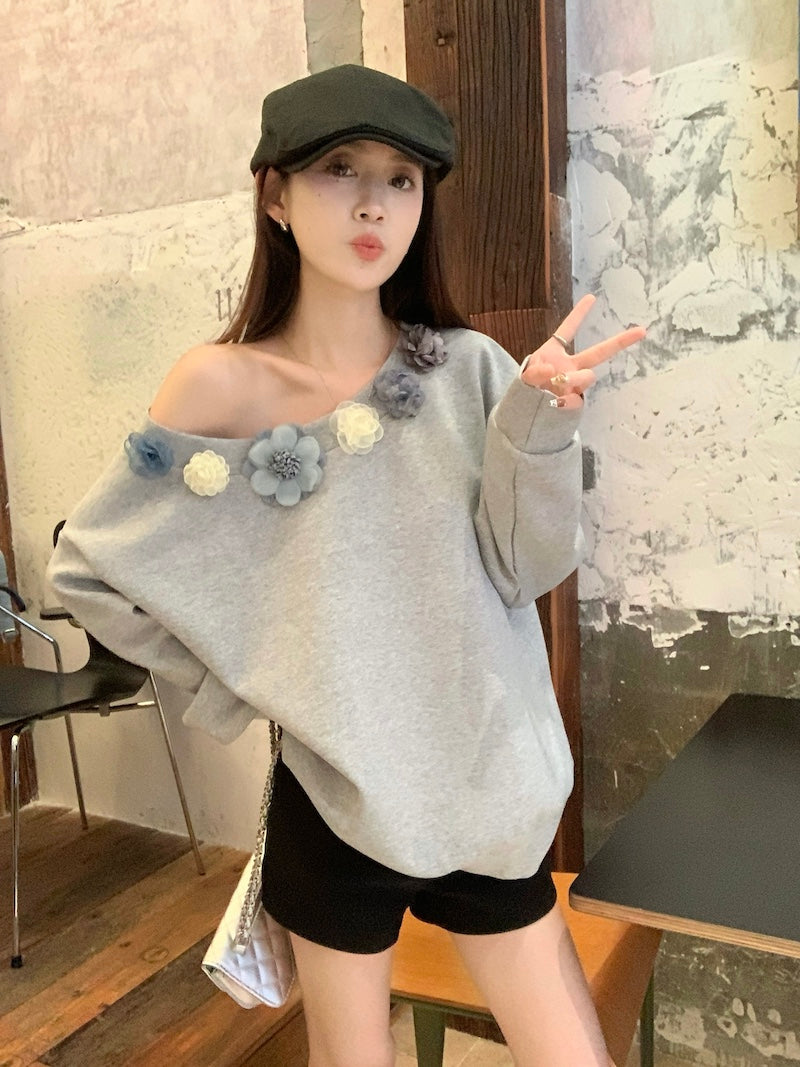 【tops】オブリークネックフラワーパーカーG23817