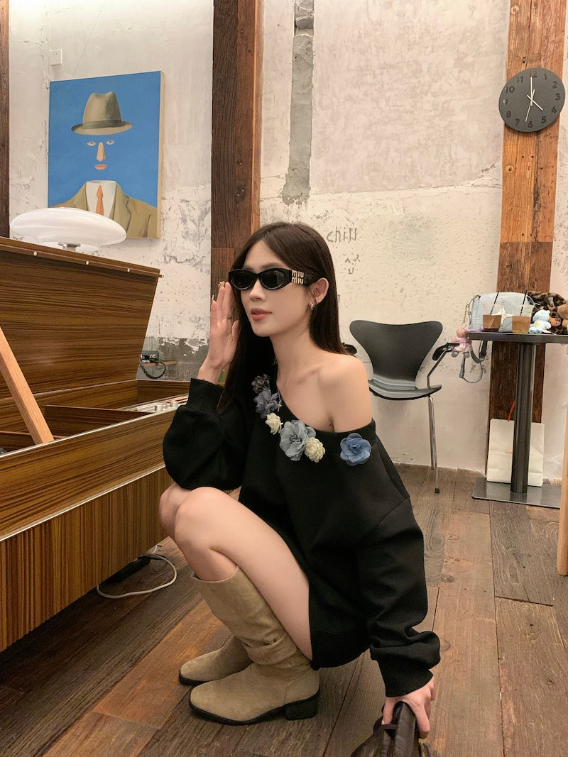 【tops】オブリークネックフラワーパーカーG23817