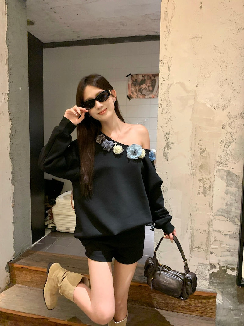 【tops】オブリークネックフラワーパーカーG23817