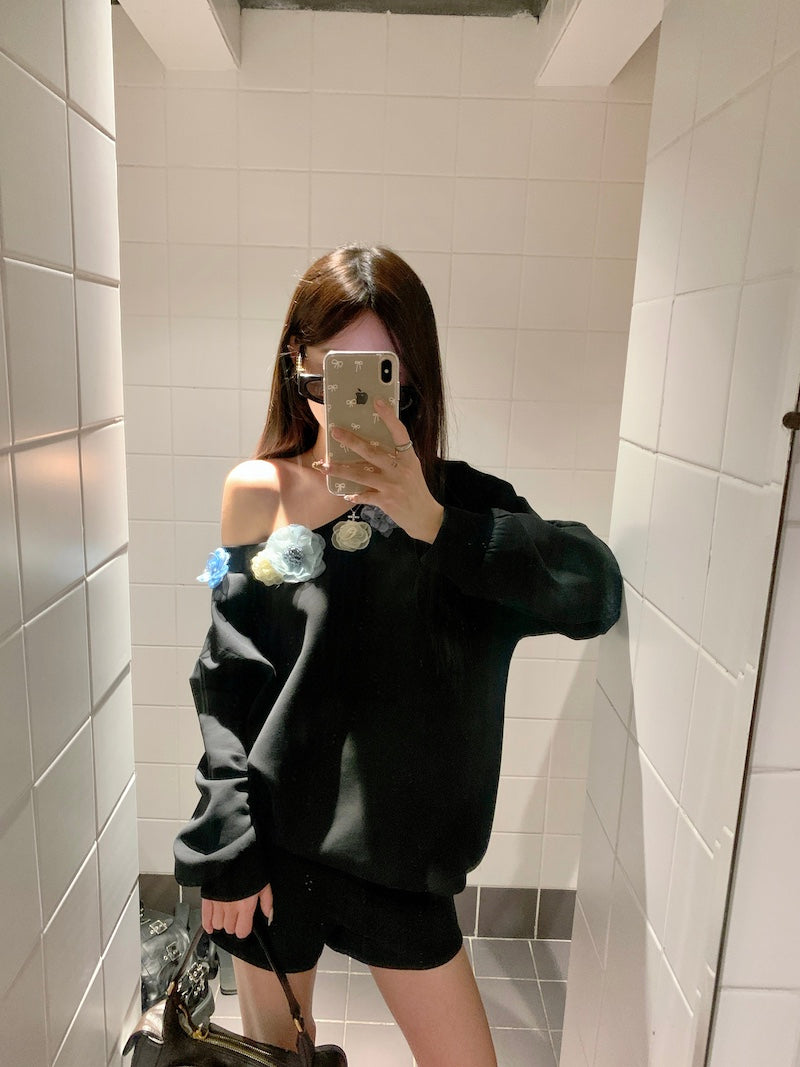 【tops】オブリークネックフラワーパーカーG23817