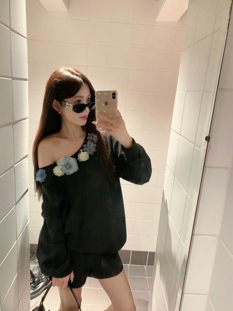 【tops】オブリークネックフラワーパーカーG23817