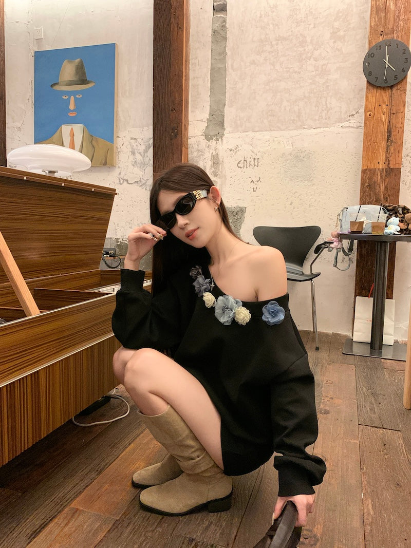 【tops】オブリークネックフラワーパーカーG23817