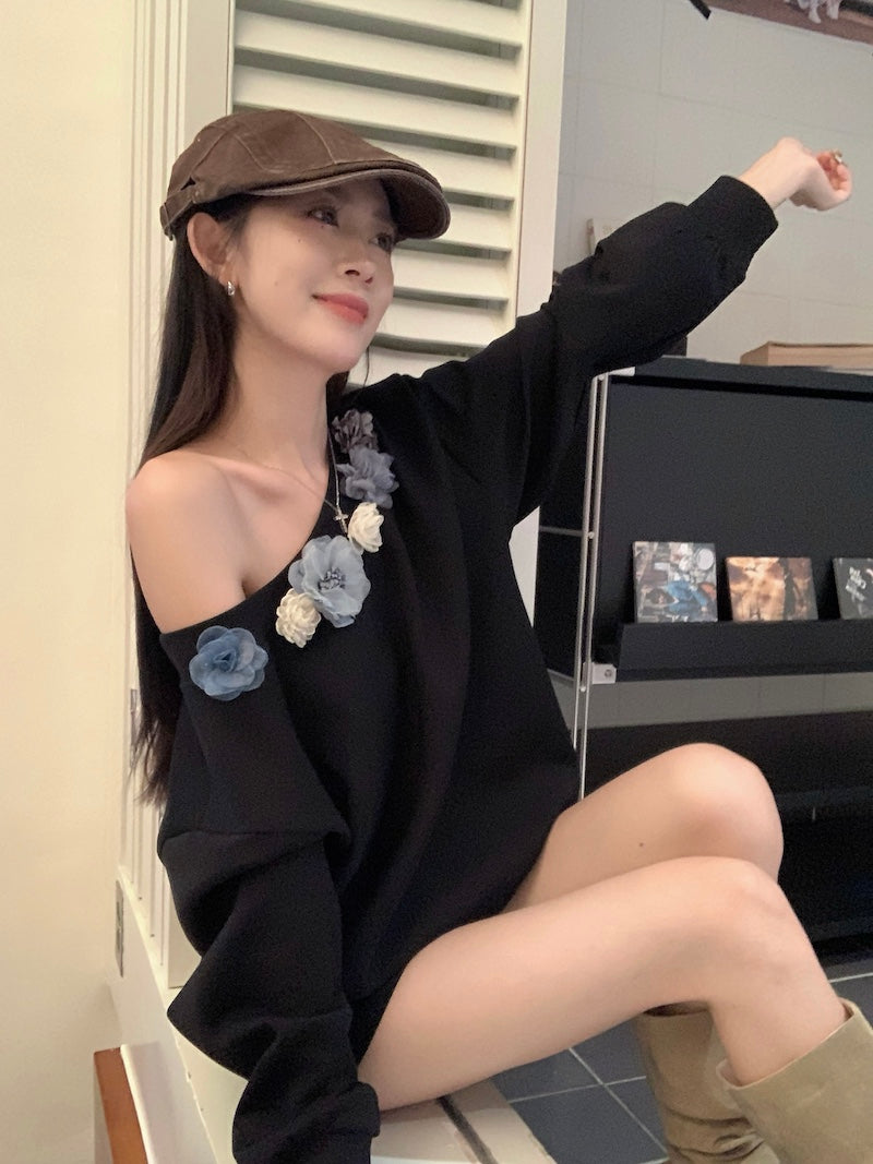 【tops】オブリークネックフラワーパーカーG23817