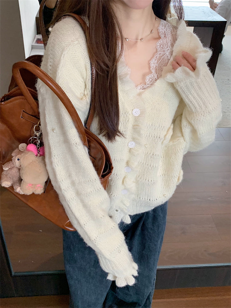 【tops】VネックフラワーニットセーターG23819