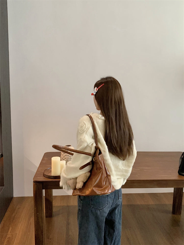 【tops】VネックフラワーニットセーターG23819