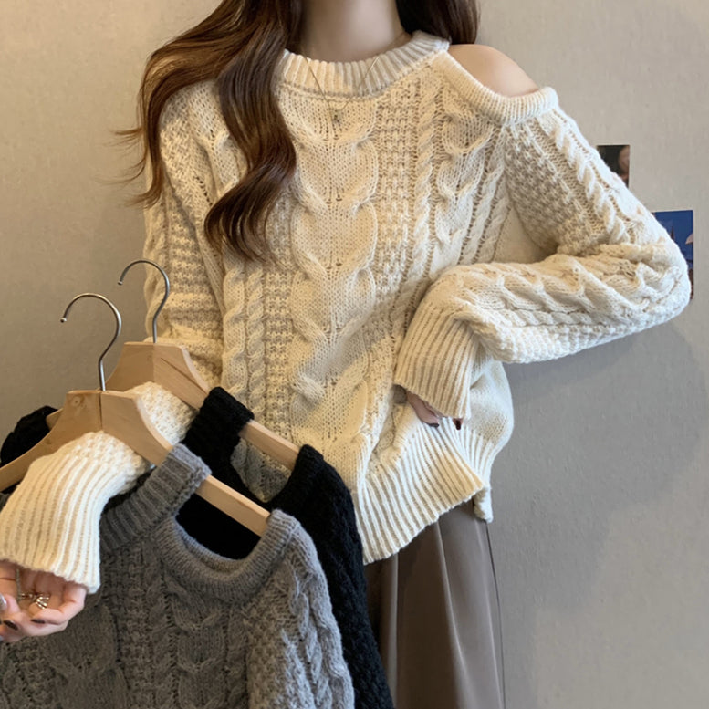 【tops】オープンショルダーニットセーターG23823