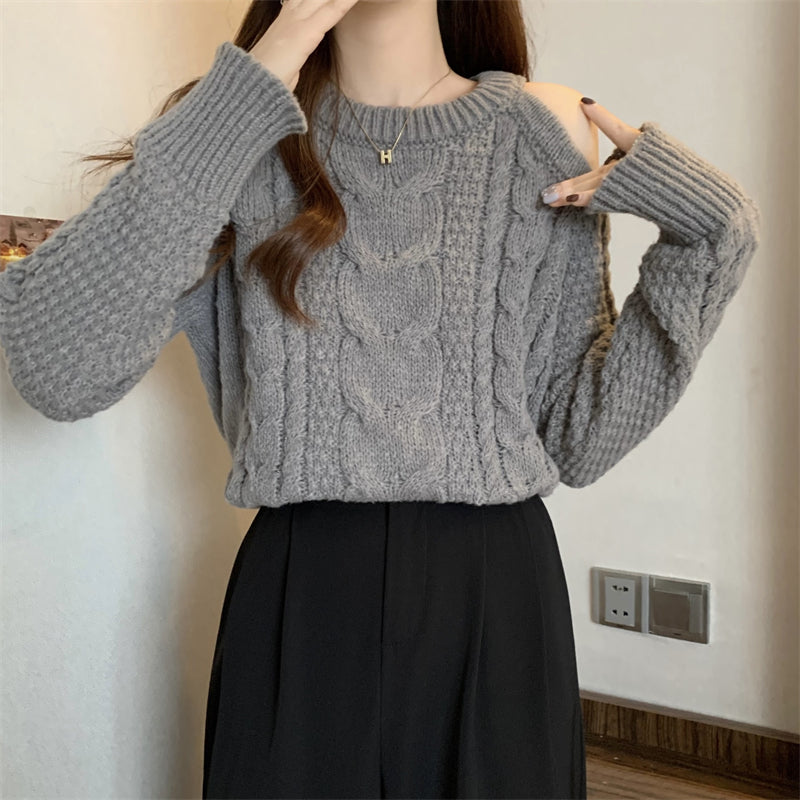 【tops】オープンショルダーニットセーターG23823