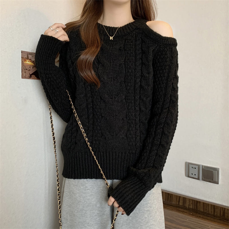 【tops】オープンショルダーニットセーターG23823