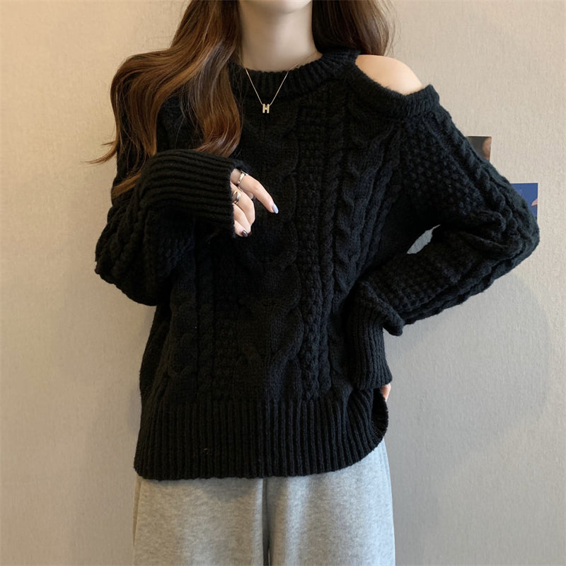 【tops】オープンショルダーニットセーターG23823