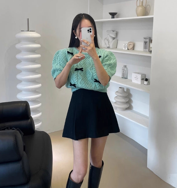 【tops】リボンニットセーターG23825