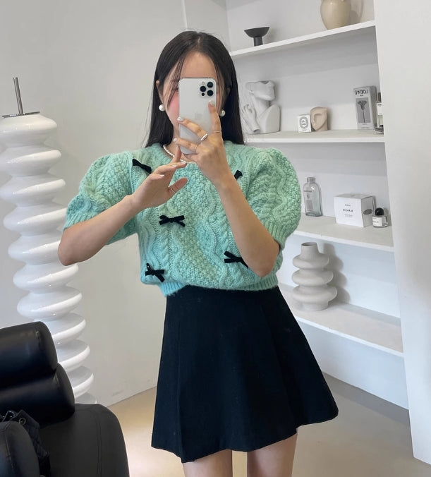 【tops】リボンニットセーターG23825