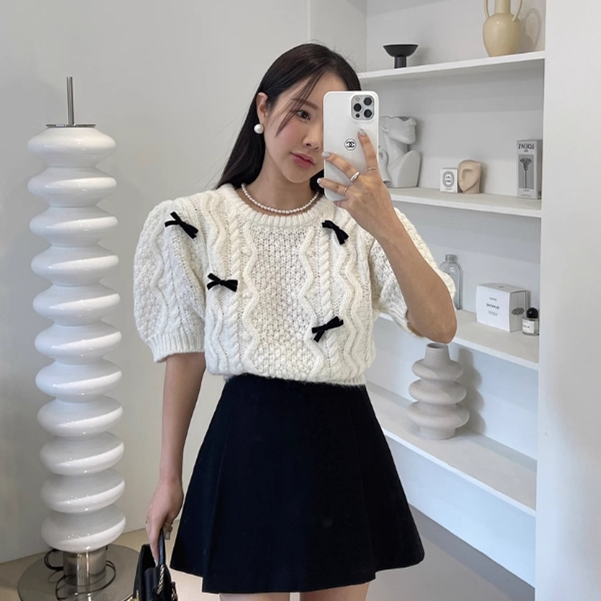 【tops】リボンニットセーターG23825