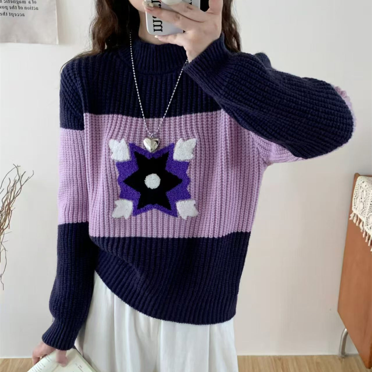 【tops】厚手長袖ニットセーターG23826