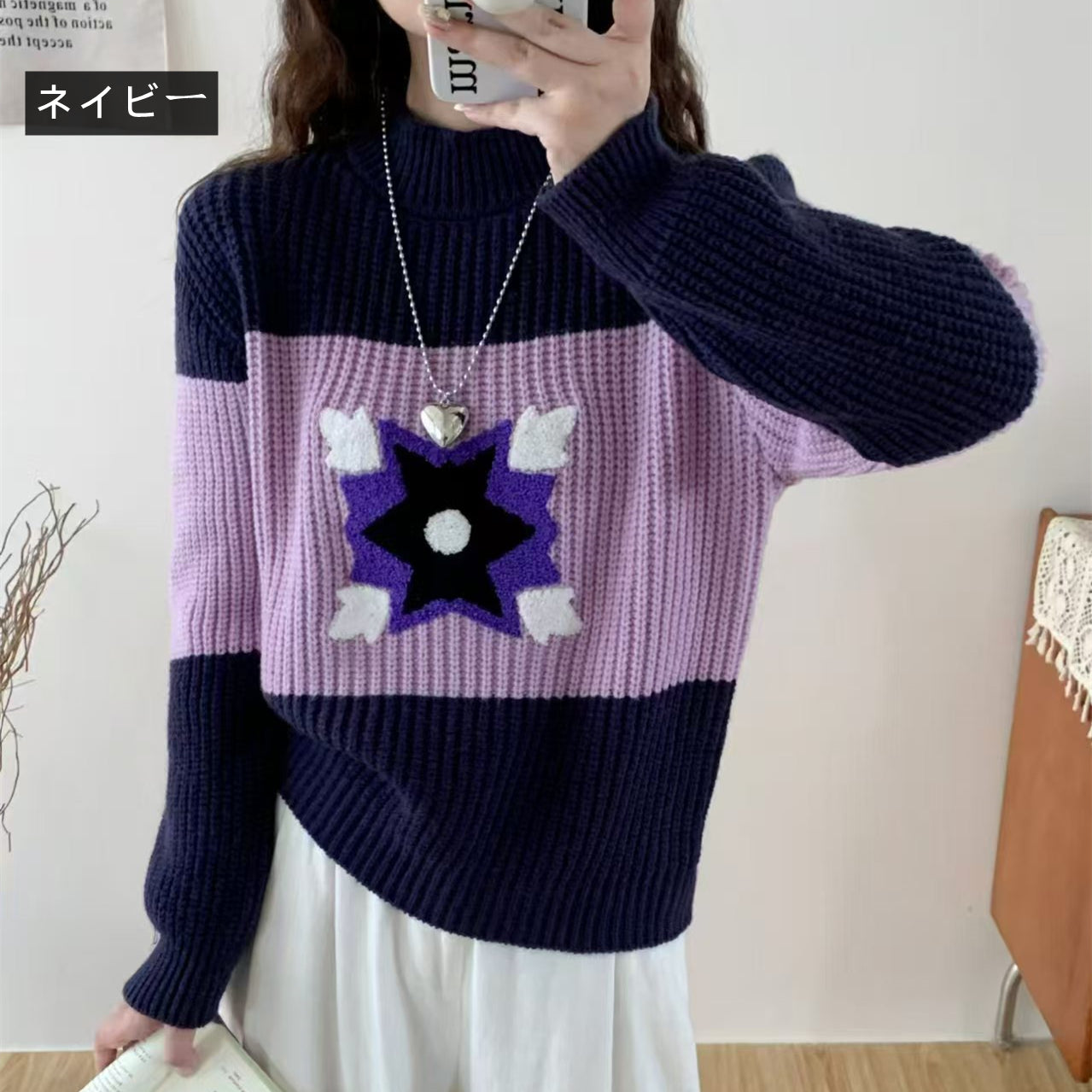 【tops】厚手長袖ニットセーターG23826