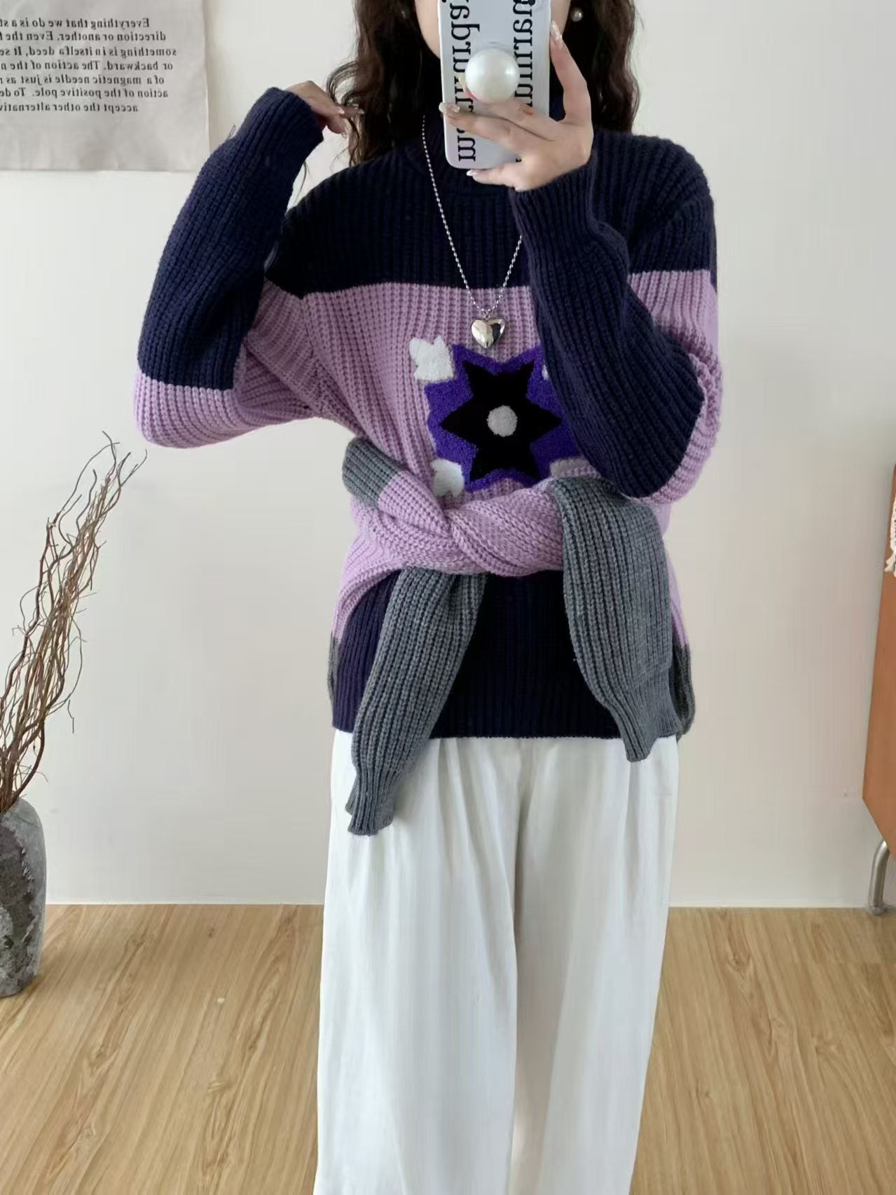 【tops】厚手長袖ニットセーターG23826