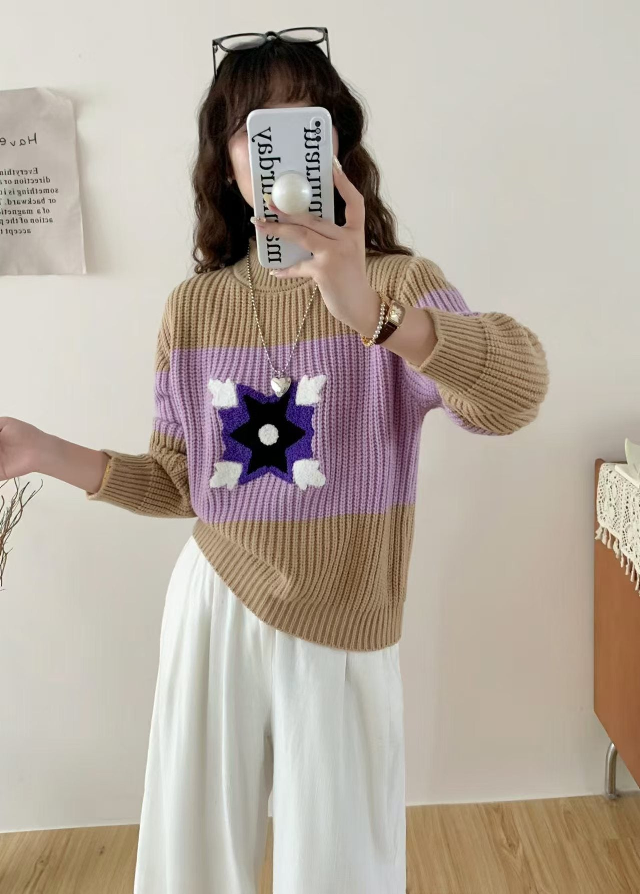 【tops】厚手長袖ニットセーターG23826