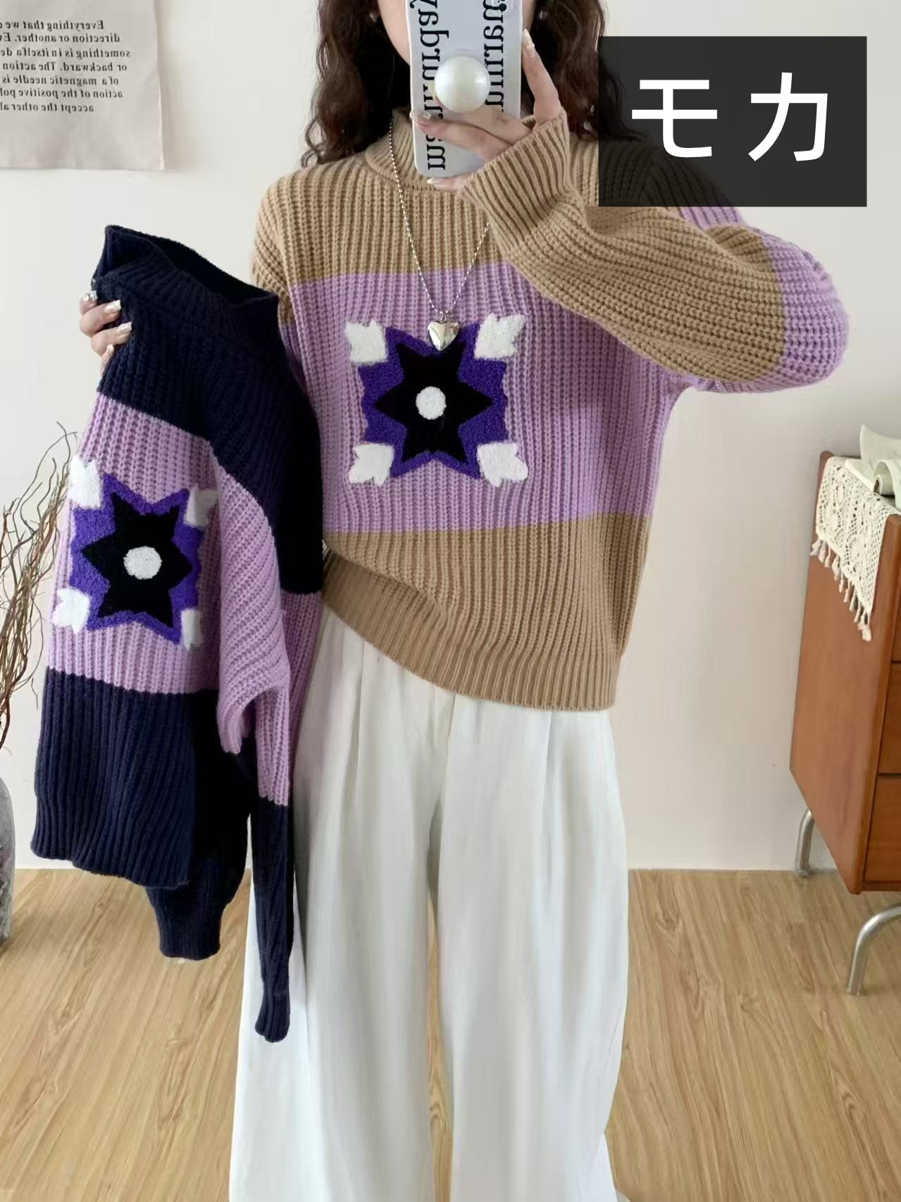 【tops】厚手長袖ニットセーターG23826